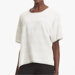 MM. LAFLEUR The Coleman Top Boxy Knit Lightweight Shirt In White & Gray (Bb)